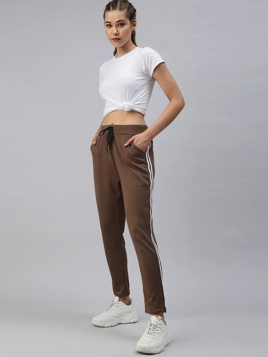 Women's Brown Solid Track Pants-GF-12-Brown