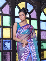 Grey Dual-Tone Muslin Saree With Jamdani Designs-MA64MS401190022