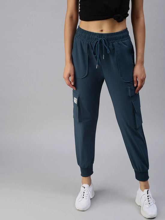 Women's Teal Solid Joggers Track Pant-AF-1618-Teal