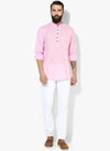 Hangup Men Slim Solid Men's Indian Wear-BabyPinkKurta