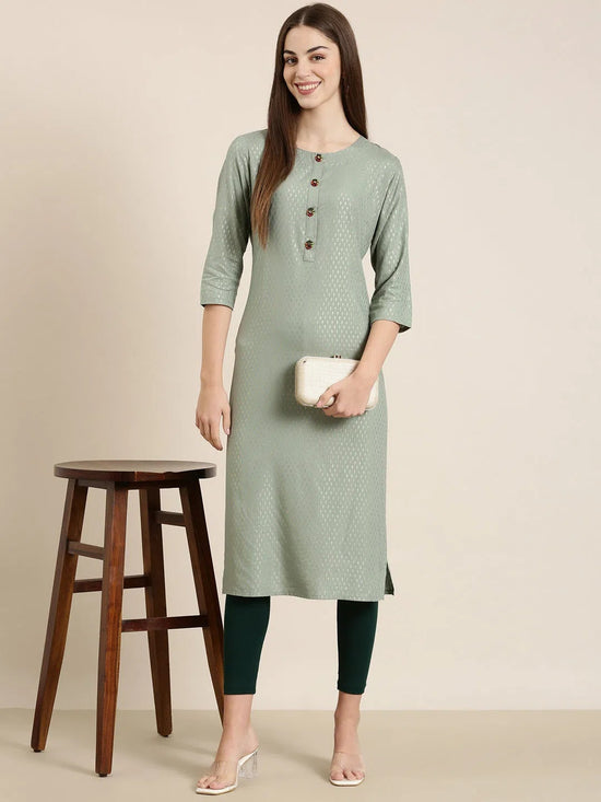 Women Sea Green Floral Straight Kurta-GW-4190-Seagreen