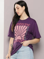 Dillinger Purple Graphic Oversized T-Shirt-WMNCR408GRL-XS