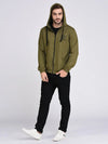 Rigo Olive Green Fleece Hooded With Front Zip Open Sweatshirt-Full