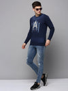 Men Navy Printed Sweatshirt-OD-6035-Navyblue