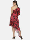 Floral Red One Shoulder Assymetrical Dress-17302