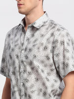 Men Spread Collar Floral Grey Casual Shirt-NAHAR-2165-Grey