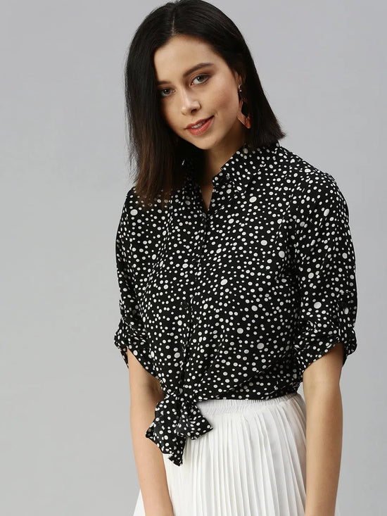 Women's Black Printed Tops-AE-3330187-Blackwhite