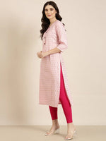 Women Pink Floral Straight Kurta-GW-4230-Pink