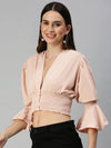 Women's Peach Solid Crop Tops-AE-10303-Peach