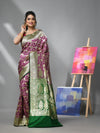 Purple Silk Banarasi Saree With Zari Woven Floral And Paisley Designs-MA52BSL441050054