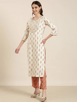 Women Cream Floral Kurta Set-AT-A963-KPD-Cream