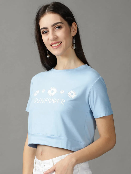 Women's Blue Solid Crop Top-TG-8816-Blue