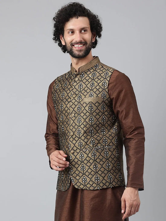 Hangup Men Standard Embroidered Men's Indian Wear-198A_Emb_Nehru