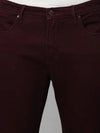 Genips Men's Wine Cotton Stretch Rico Slim Fit Solid Casual Chinos