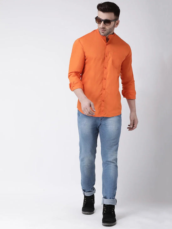 Hangup Men Slim Solid Shirts-BenOrangeShirt