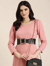 Women Pink Solid Gown Dress-HQ-109-Pink