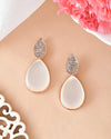 Gold Plated CZ-Studded Korean Drop Earrings-VOJ381