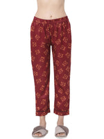 Smarty Pants Women's Silk Satin Maroon Color Pooh Print Night Suit