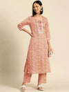 Kurta Pyajama with gota work in Peach Print