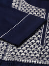 Women's Navy Blue Printed Straight Kurta-SKC-859-Navyblue