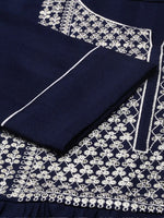 Women's Navy Blue Printed Straight Kurta-SKC-859-Navyblue