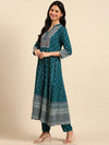 Women's Teal Printed Kurta Set-BCSK-1556-Teal