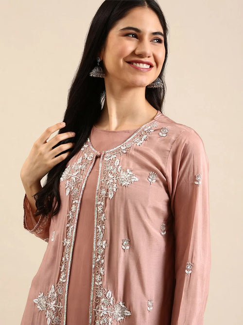 Women's Pink Solid Anarkali Kurta-SB-45624-Pink