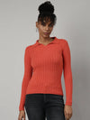 Women Rust Solid Fitted Top-TD-PL-142-Rust