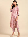 Women's Mauve Printed Kurta Set-SKC-919-Mauve