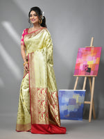 Cream Silk Banarasi Saree With Zari Woven Designs-MA52BSL441050027