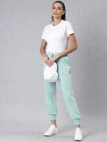 Women Sea Green Solid Track Pant-AF-1812-Seagreen