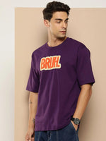 Difference of Opinion Purple Typography Oversized T-shirt-DOOVR240GRL-S