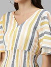 Women's Orange Striped Tops-AE-103004-Orangewhite