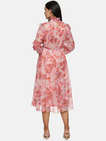 Red Floral Tiered Midaxi Dress-17178