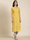 Women Mustard Embellished Straight Kurta-SKC-1245-Mustard