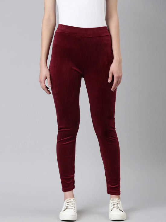 Women Magenta Solid Leggings-AN-71-Magenta