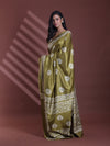 Green Silk Soft Saree With Texture Print-MA60BSL01400053