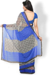 Blue Printed Chiffon Saree-Rolex3077a-Standard