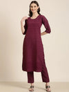 Women Violet Textured Kurta Set-SKC-1215-Violet