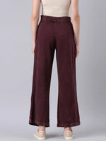 Women Burgundy Solid Wide Leg Denim Jeans-AE-10807-Burgundy