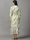 Women's White Floral Fit and Flare Dress-AE-15769-Whiteolive