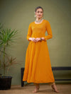 Women Mustard Embroidered Anarkali Maxi Kurta