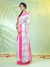 White Cotton Soft Saree With Contrasted Borders-MA62CT33720064