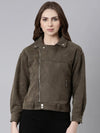 Women Olive Solid Tailored Jacket-CHN-855-Olive