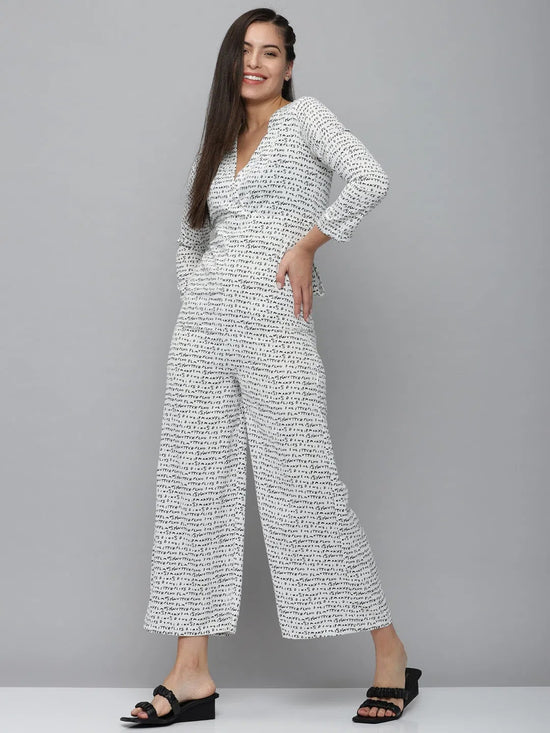 Women's White Printed Jumpsuit-AE-9968-White