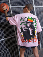 Women Pink ADDICTED Printed Oversize T-Shirt