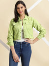 Women's Fluorescent Green Solid Open Front Jacket-GZ-5599-Fluorescentgreen