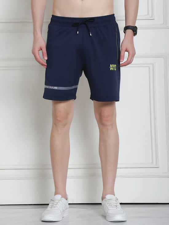 Venitian Men Cotton Printed Navy Shorts