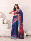 Blue Pure Cotton Soft Saree With Nakshi Border-MA54CT33440063