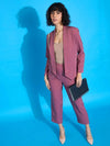 Women Onion Pink Shawl Collar Front Open Blazer